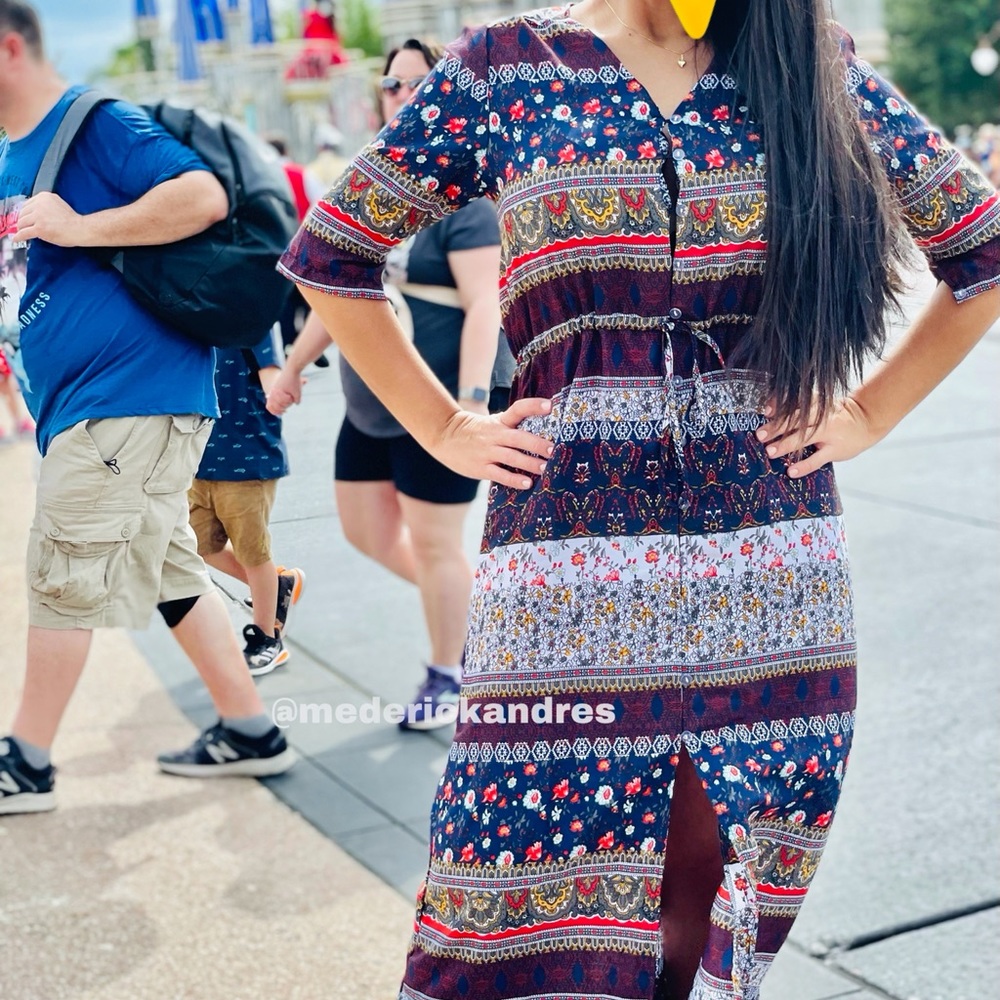 NWT bohemian print maxi dress boho party cocktail - Picture 7 of 16